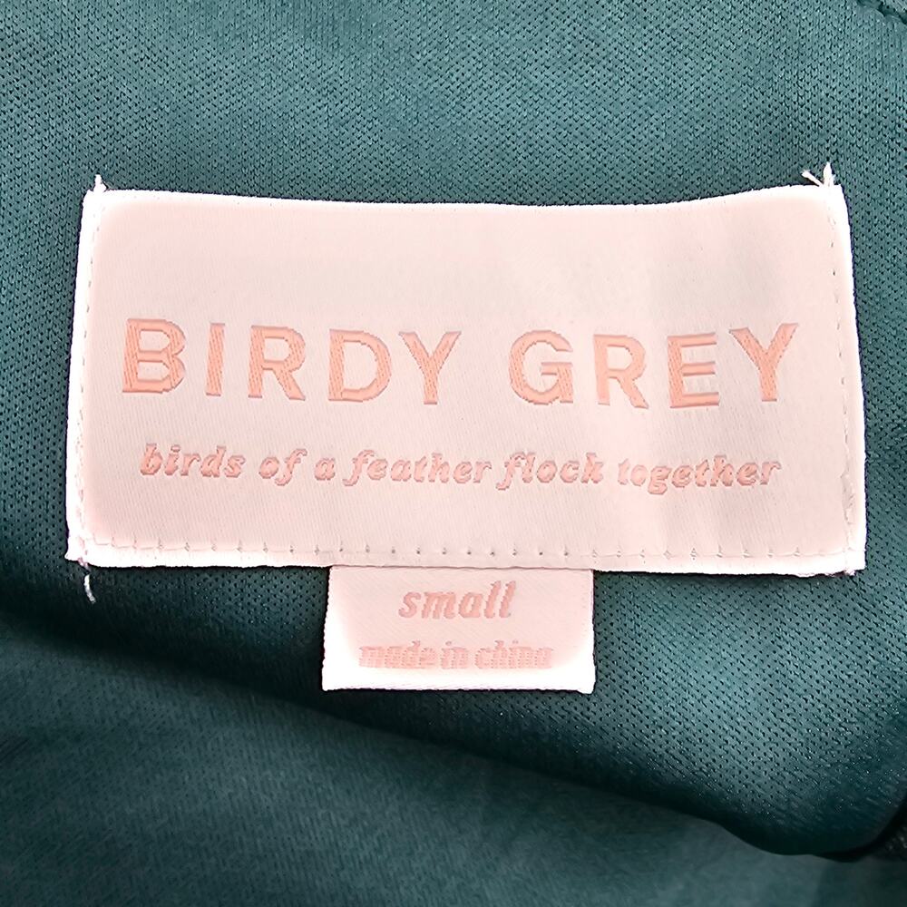 Birdy Grey Womans size S Devin Chiffon Formal Maxi Dress Gown Slit Emerald NEW - Picture 9 of 11